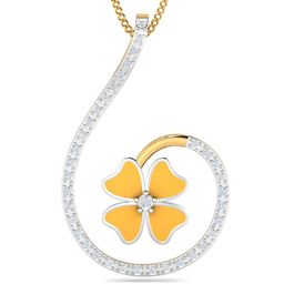 KUBERBOX Wildflower 18KT Gold Diamond Studded Pendant-1.24gm-picture-14