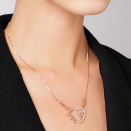 AMI Rose Gold & Magenta Brass Rose Chain With Pendant-image-95
