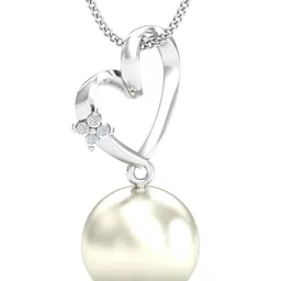 KUBERBOX Vivo Pearl 18KT White Gold Diamond Studded Pendant 2.44 gm-image-17