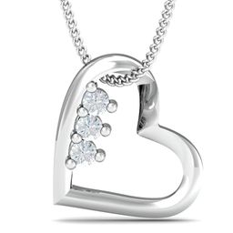 KUBERBOX Fall-in-Love 18KT White Gold Diamond Studded Heart Pendant- 0.61 gm-image-87