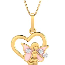 KUBERBOX Cuper Heart Enamel 18KT Gold Diamond-Studded Pendant-1.96gm-picture-44