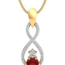 KUBERBOX Charm Ecstacy 18KT Gold Diamond Ruby-Studded Pendant-1.22gm-image-23