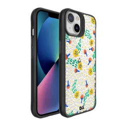 DailyObjects White & Green Festive Flora Black Hybrid Clear Case Cover For iPhone 13 Mini-42