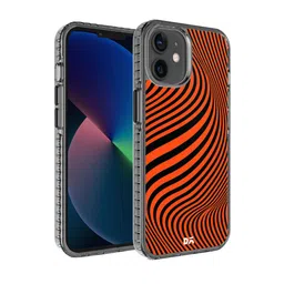 DailyObjects Red & Black Tangerine Waves Printed iPhone 12 Mini Back Case-58