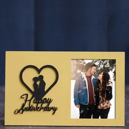 eCraftIndia Brown Heart Couple Love Happy Anniversary Rectangular Photo Frame-15