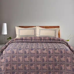 Saral Home Blue & Beige Floral 160 TC King Bedsheet with 2 Pillow Covers-image-36
