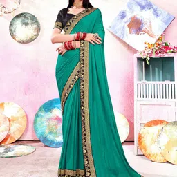 Anouk Green & Black Zari Art Silk Saree-image-5