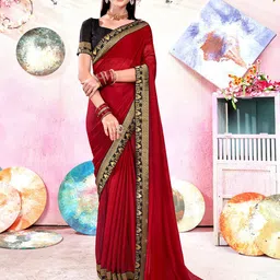 Anouk Maroon & Black Woven Design Zari Saree-26