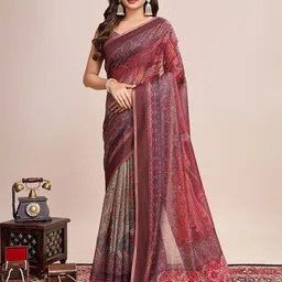 Panzora Ethnic Motifs Printed Saree With Unstitched Blouse Piece-image-27