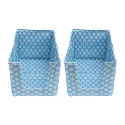 Perpetual Sky Blue 2 Pieces Non-Woven Multi Utility Foldable Wardrobe Organisers-33