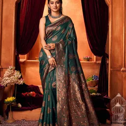 KALINI Ethnic Motifs Woven Design Zari Pure Silk Kanjeevaram Saree-55