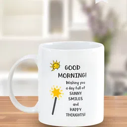 CLAY CRAFT White & Black Printed Ceramic Glossy Mug 300 ml-82