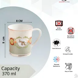 JCPL White & Green 2 Pieces Printed Ceramic Glossy Mugs 370 ml image 3