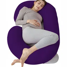 DADDY COOL Purple Fiber Filled Cotton Breathable C Shaped Maternity Pillow-image-75