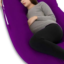 Mom's Moon Purple Cotton Lightweight Maternity  G Shaped Pillow-image-64