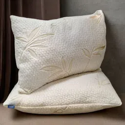 Sleepsia Set of 2 White & Green Textured Memory Foam Soft Bed Pillow image 1