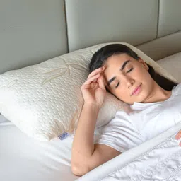 Sleepsia Set of 2 White & Green Textured Memory Foam Soft Bed Pillow image 2