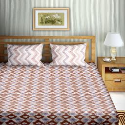 Aura Purple & Blue Geometric Cotton 180 TC Queen Bedsheet with 2 Pillow Covers-image-58
