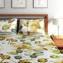 SEJ by Nisha Gupta Multicoloured Cotton Double Bedsheet with 2 Pillow Covers-56