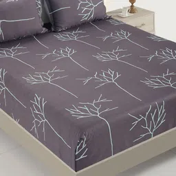 SWAYAM Grey & Green Abstract 200 TC Cotton 1  Queen Bedsheet with 2 Pillow Covers-10