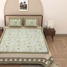 VJORE HOME EMBELLISH Green 210 TC King Bedsheet Set-image-40