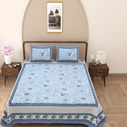 VJORE HOME EMBELLISH Blue 210 TC King Bedsheet Set-picture-46