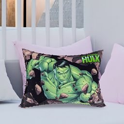 Kuber Industries Kids Green & Black Marvel Hulk Baby Pillow-image-28
