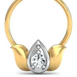 KUBERBOX Lotus 18KT Gold Diamond Studded Nose Pin-0.36 gm-image-83