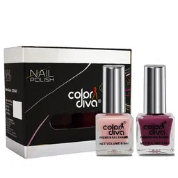 Adbeni Set of 2 Color Diva High Shine Nail Polish 9.5ml Each - Baby Pink - Mauve-30
