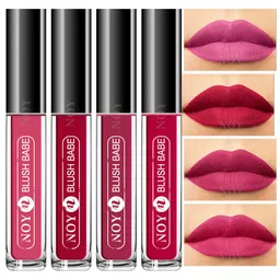 NOY Set Of 4 Blush Babe Waterproof Liquid Matte Lipsticks 4ml Each- Shades 02+ 03+ 06+ 08-46