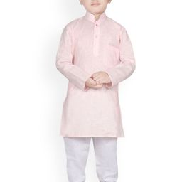 SG YUVRAJ Boys Pink & White Solid Kurta with Pyjamas-image-69