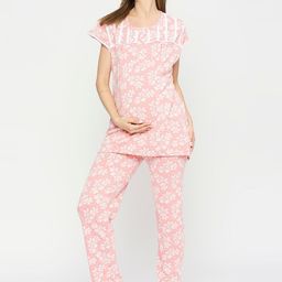 MeeMee Floral Printed Pure Cotton Maternity Night suit-image-3
