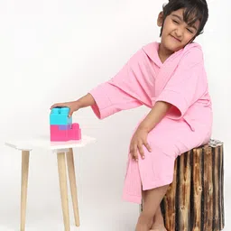 Creeva Kids Girls Hooded Terry Cotton Bath Robe-25