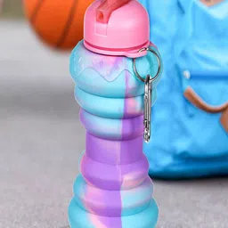 Kuber Industries Pink Printed Soft Sipper Water Bottle 600 ML-11