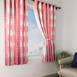 Cortina Pink & White 2 Pieces  Ethnic Motifs Printed Window Curtains-image-12