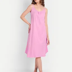 BLAZON Scoop Neck Sleeveless Pure Cotton Midi Nightdress-image-78