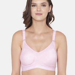 Souminie Pink Solid Non Padded Cotton Minimizer Bra-image-50