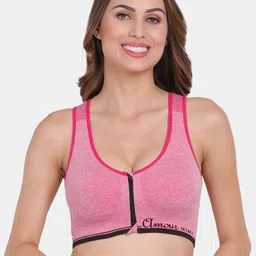 Amour Secret Pink Lightly Padded Anti Odour Front Zipper Open Sports Bra-image-16