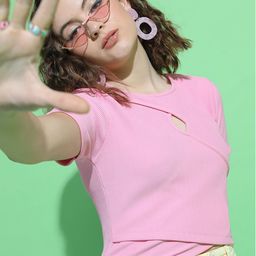 Tokyo Talkies Women Pretty Pink Solid Top-image-46