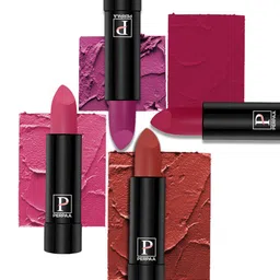 PERPAA Set Of 4 Creamy Matte Lipstick - Red Castle-Rose Garden-Pink Treat-Roseberry-13