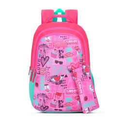 Lavie Sport 36L Valentine Backpack 19 inches Laptop Compatible Pencil Pouch |+/(Pink) (Set of 2)-picture-3