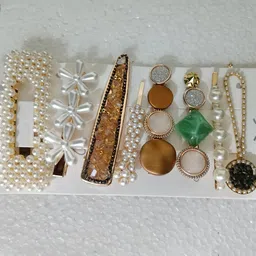 SYGA Set Of 8 Beaded Rhinestone Studded & Beads Beaded Bobby Pins-40