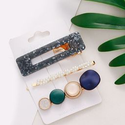 Pinapes Unisex Pink & Blue Set of 3 Embellished Bobby Pins-11