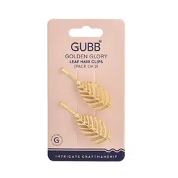 GUBB Women Gold-Toned Set of 2 Leaf Pattern Hair Clip Pins image 5