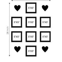 RANDOM Set Of 8 Black Solid Individual Wall Photo Frames With 4 Heart Plaques image 5