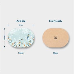 SPACE OF JOY Azure Canopy White & Blue 4 Pieces Printed Wooden Oval Table Placemats image 3
