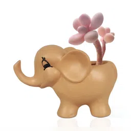 LASAKI Tan Brown Elephant Shaped Ceramic Planter-17