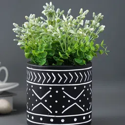 TAYHAA Black & White Engraved Ceramic Planter-38