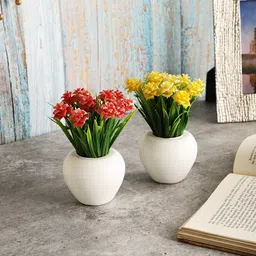 FOLIYAJ Pack of 2 Artificial Plants With Pot-44