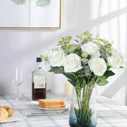 XERGY White 12 Pieces Non-Hanging Artificial Rose Flowers-image-15